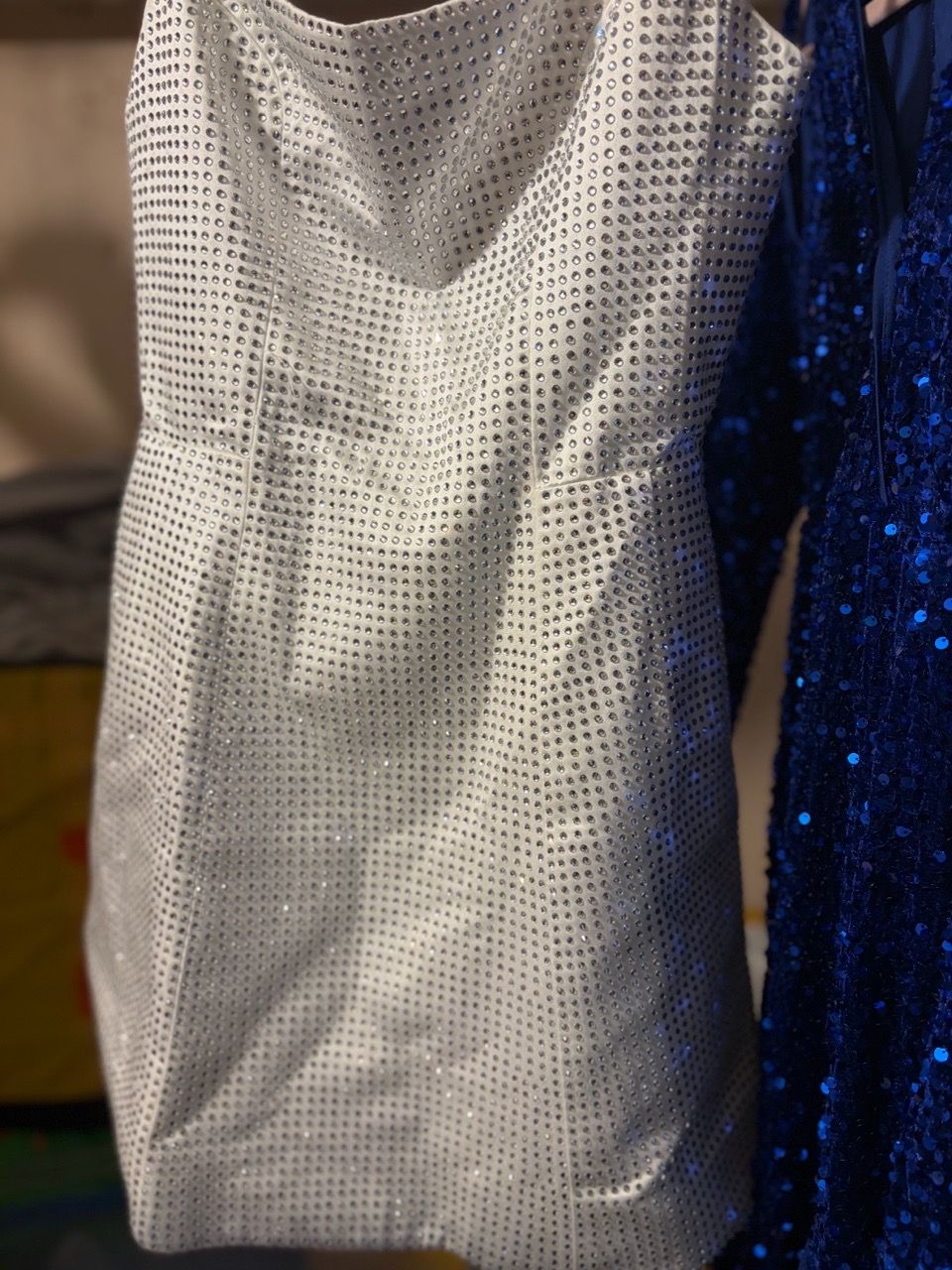 White Crystal Rhinestone Mini Dress