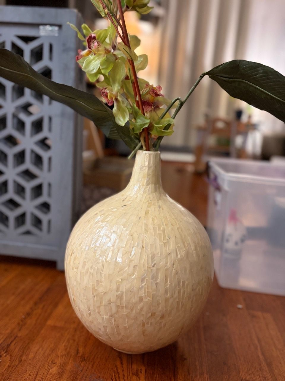 Round Capiz Shell Mosaic Bud Vase