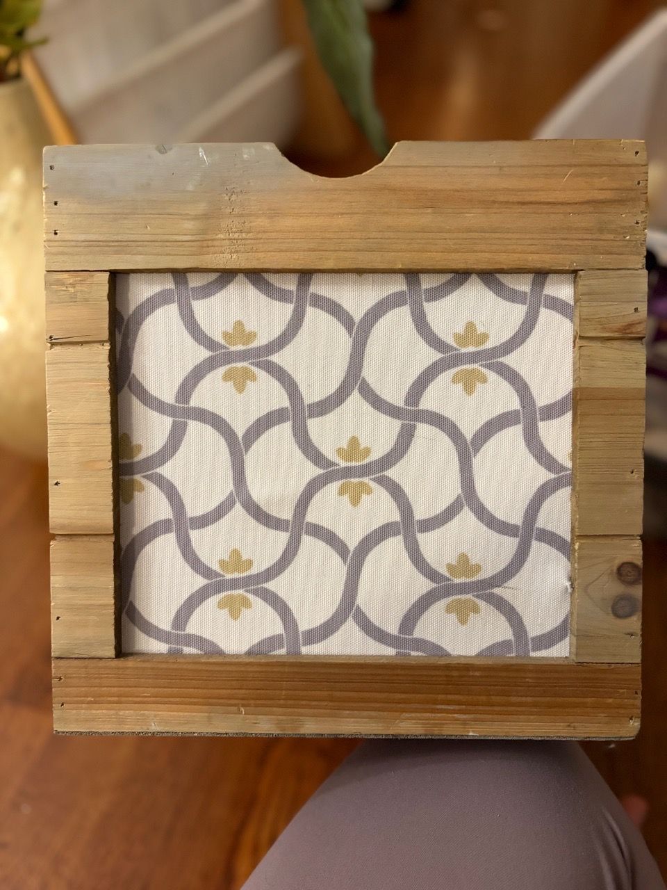 Rustic Wood Frame Fabric Storage Box