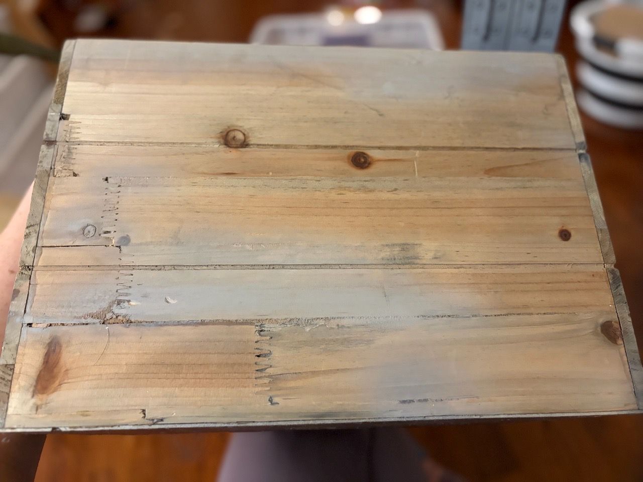 Rustic Wood Frame Fabric Storage Box - photo 2