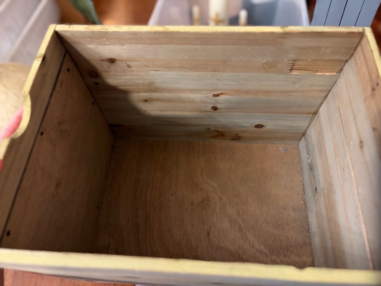 Rustic Wood Frame Fabric Storage Box - photo 3