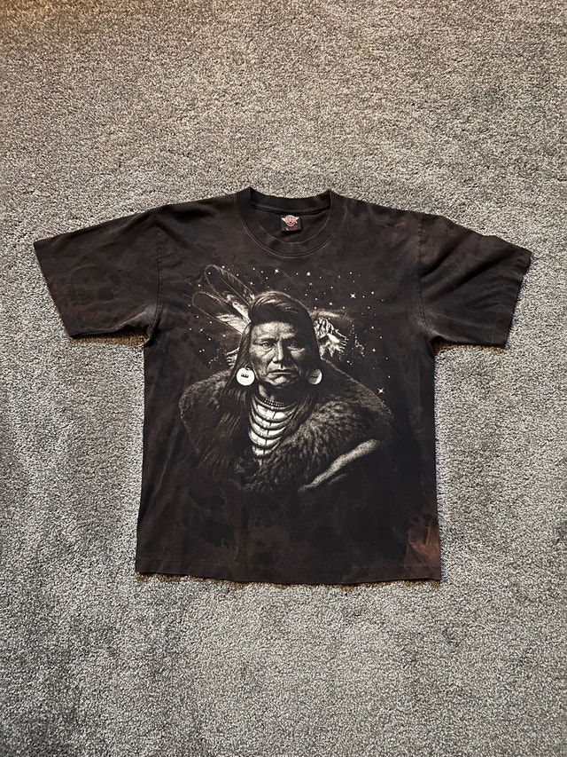 90s rock eagle Native American chef graphic T shirt size L - photo 2