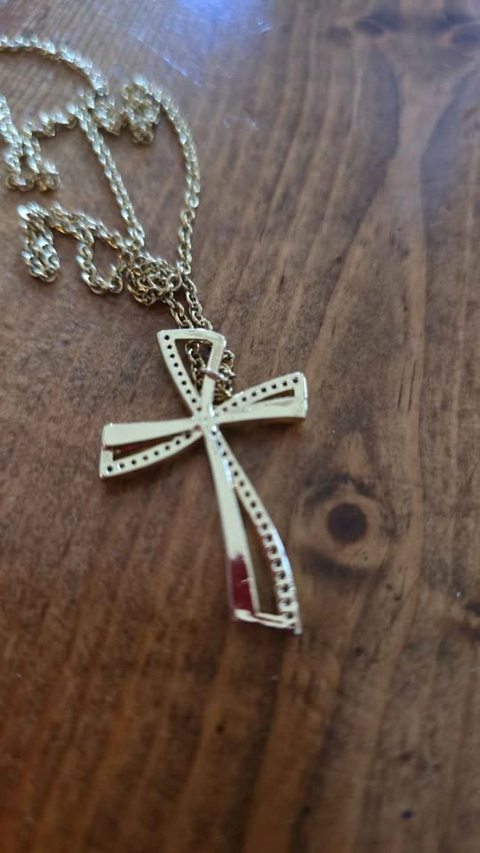 Gold-Toned Multi-Color Stone Cross Necklace - photo 2