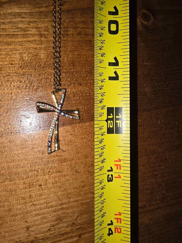 Gold-Toned Multi-Color Stone Cross Necklace - photo 5