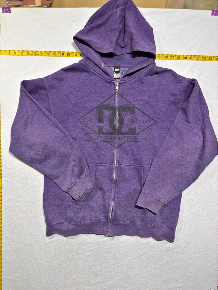 Vintage DC Shoes Purple Zip-Up Hoodie Size Large skate