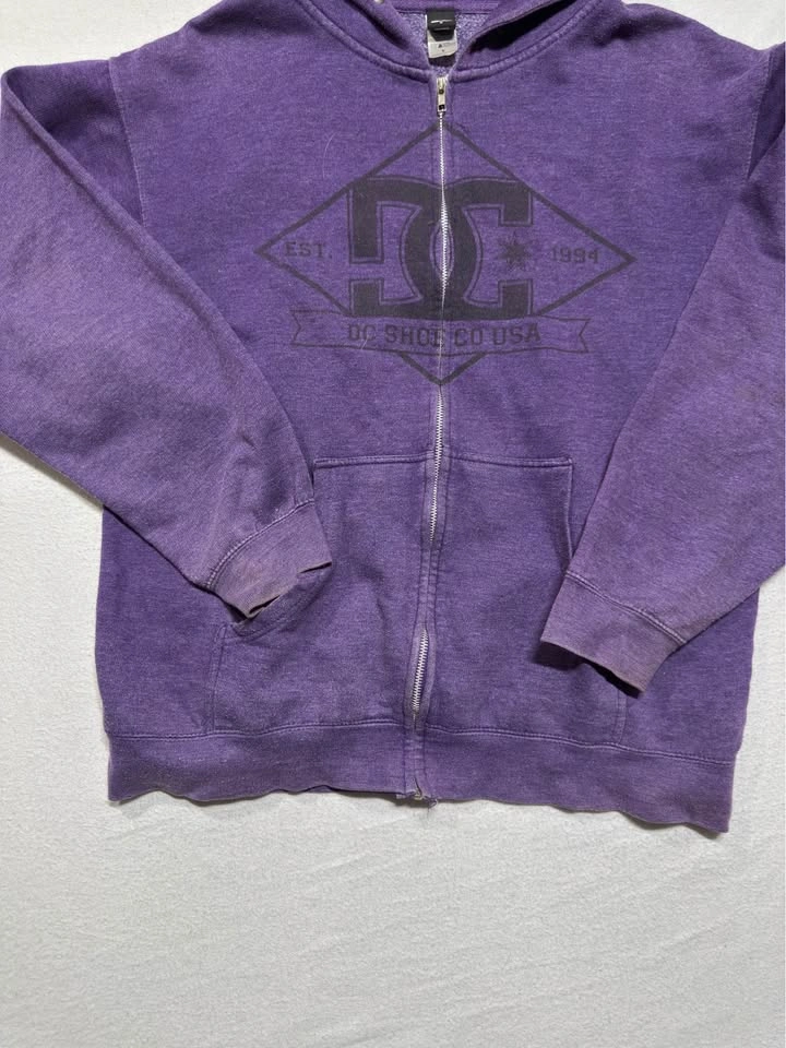 Vintage DC Shoes Purple Zip-Up Hoodie Size Large skate - photo 2
