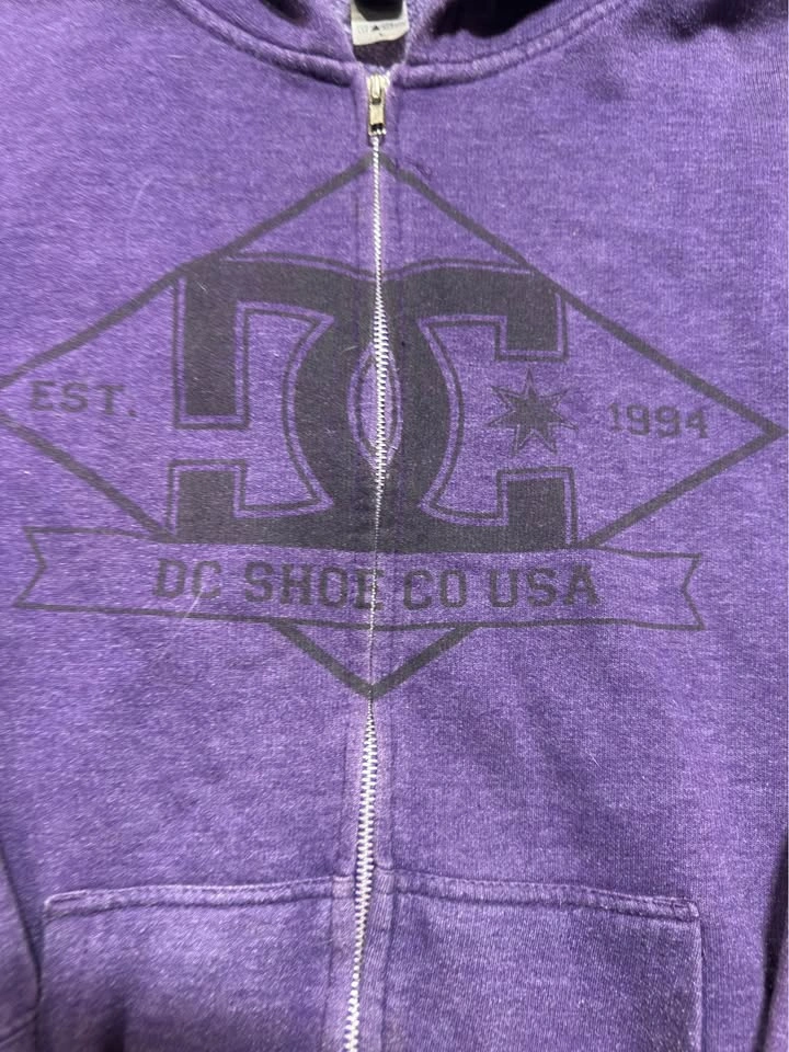 Vintage DC Shoes Purple Zip-Up Hoodie Size Large skate - photo 3