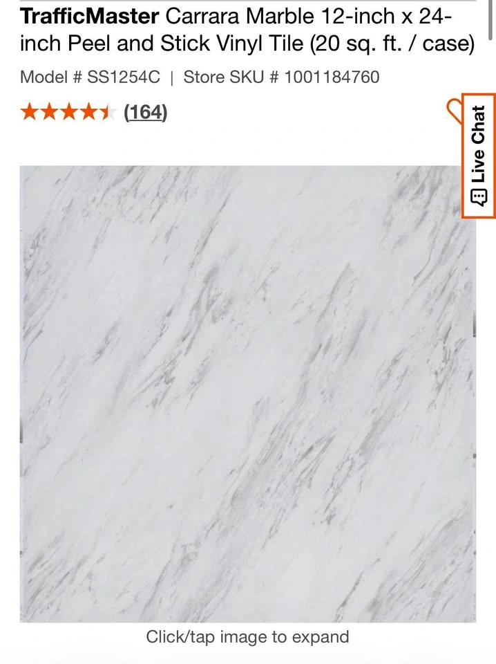 Peel and stick floor tiles - 20sqft carrara marble