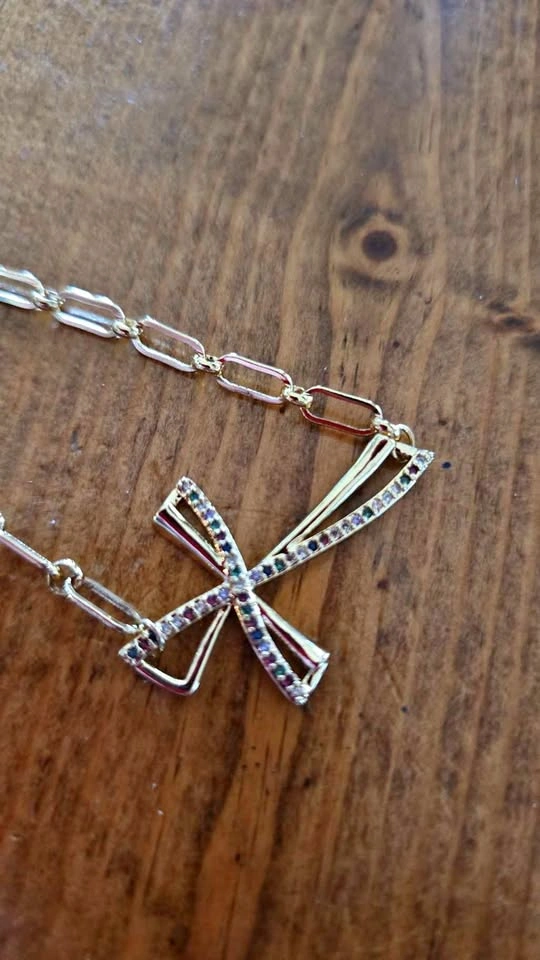 Multi Stone Cross with adjustable chain size