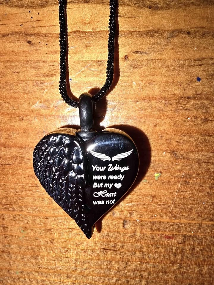 Heart Angel Wing Cremation Urn Necklace