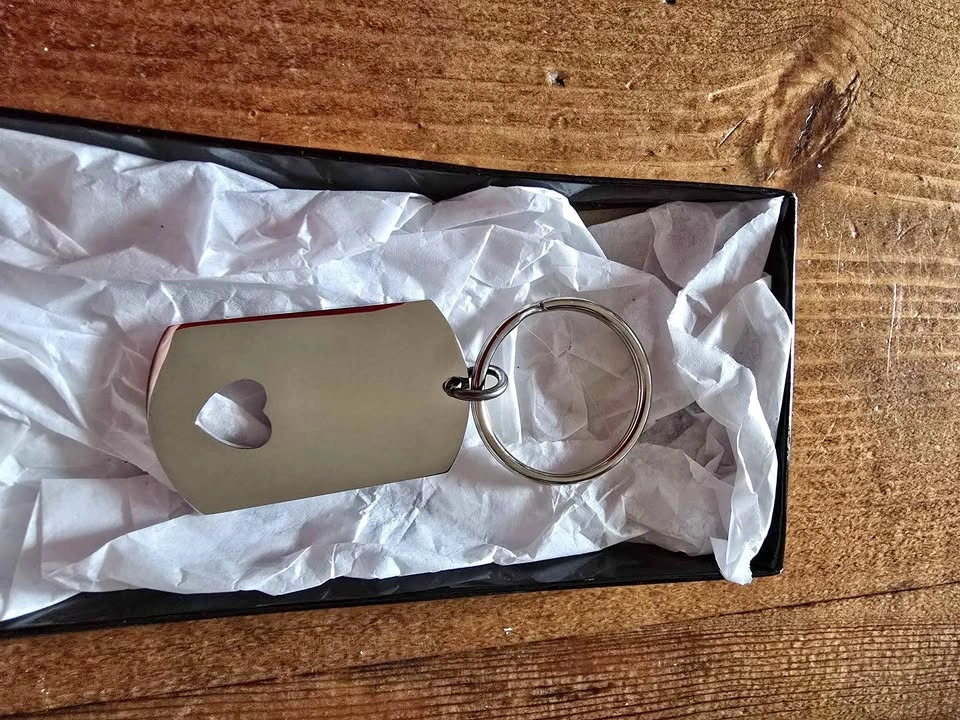 Silver Heart Cutout Metal Keychain