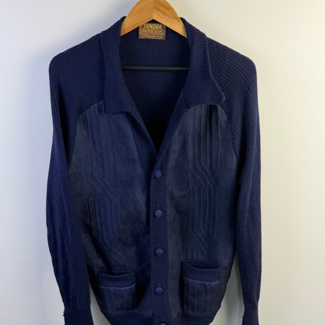 Tundra Navy Knit-Front Cardigan Sweater Leather - photo 2