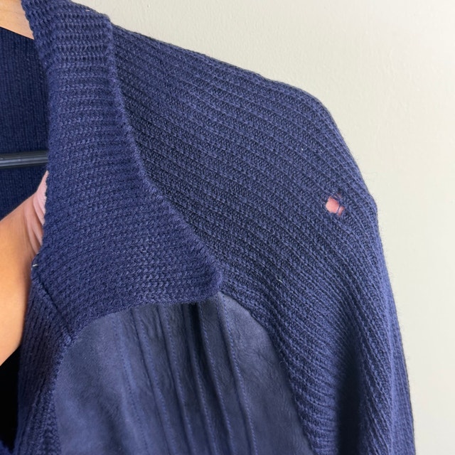Tundra Navy Knit-Front Cardigan Sweater Leather - photo 4