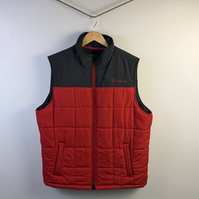 Ariat Men's Red & Charcoal Quilted Vest