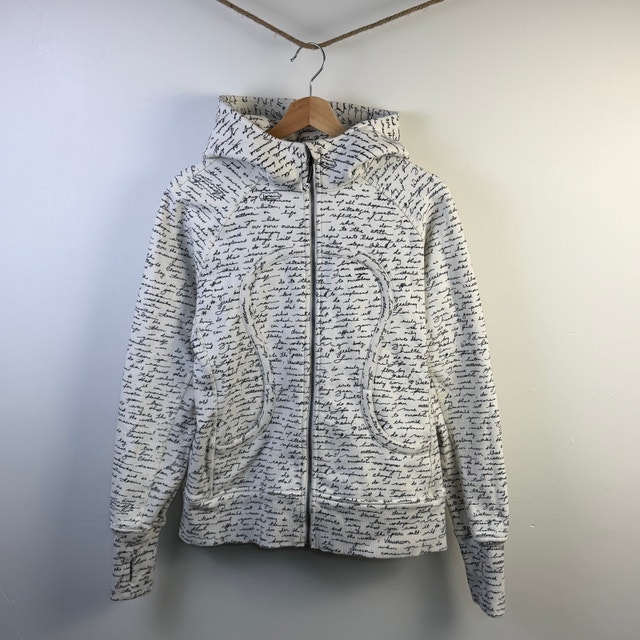 Lululemon White Script-Print Jacket Size 10