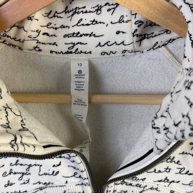 Lululemon White Script-Print Jacket Size 10 - photo 3