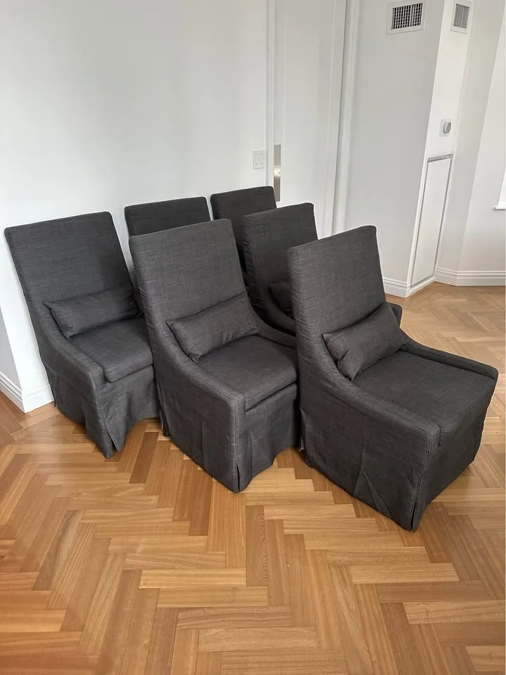 Restoration Hardware Style Gray Dining Chairs Set of 6 image indicator(2)