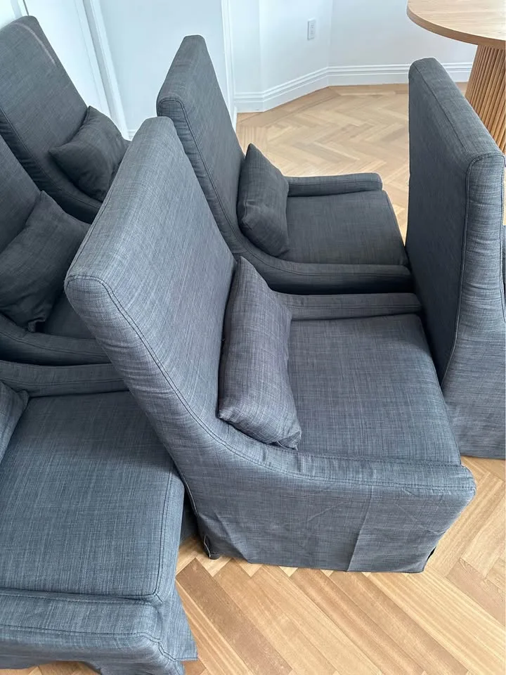 Restoration Hardware Style Gray Dining Chairs Set of 6 image indicator(3)