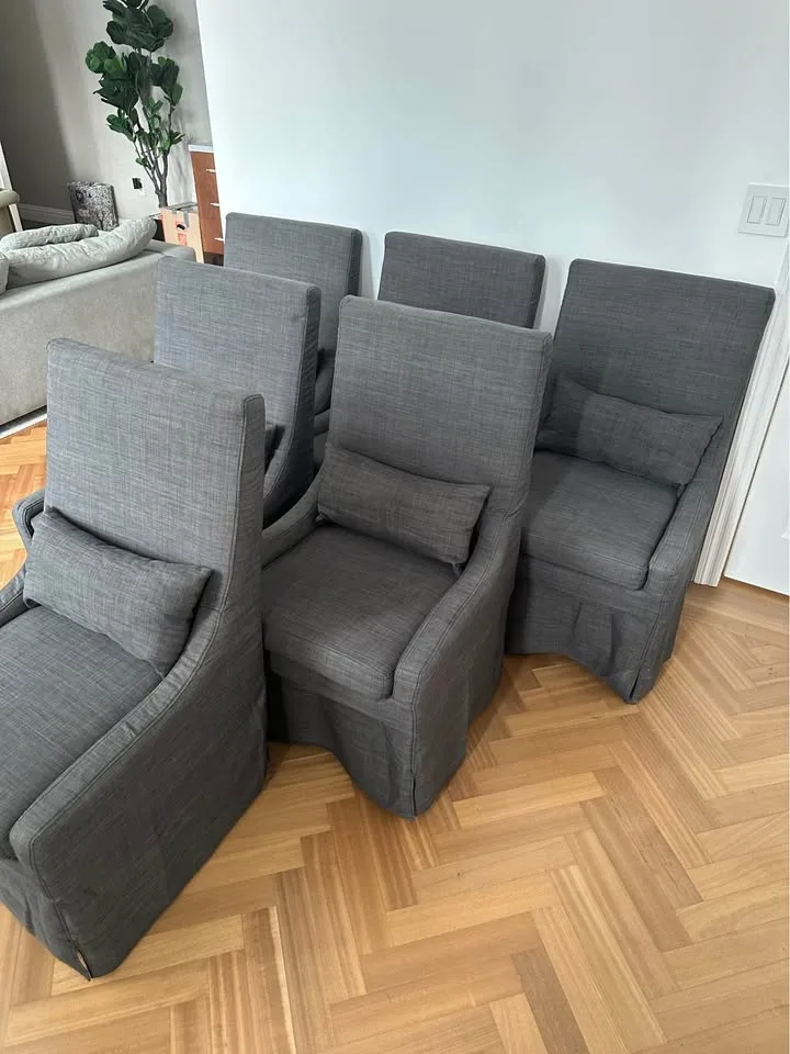 Restoration Hardware Style Gray Dining Chairs Set of 6 image indicator(5)