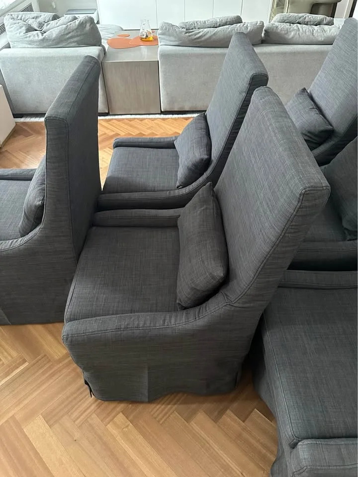 Restoration Hardware Style Gray Dining Chairs Set of 6 image indicator(6)