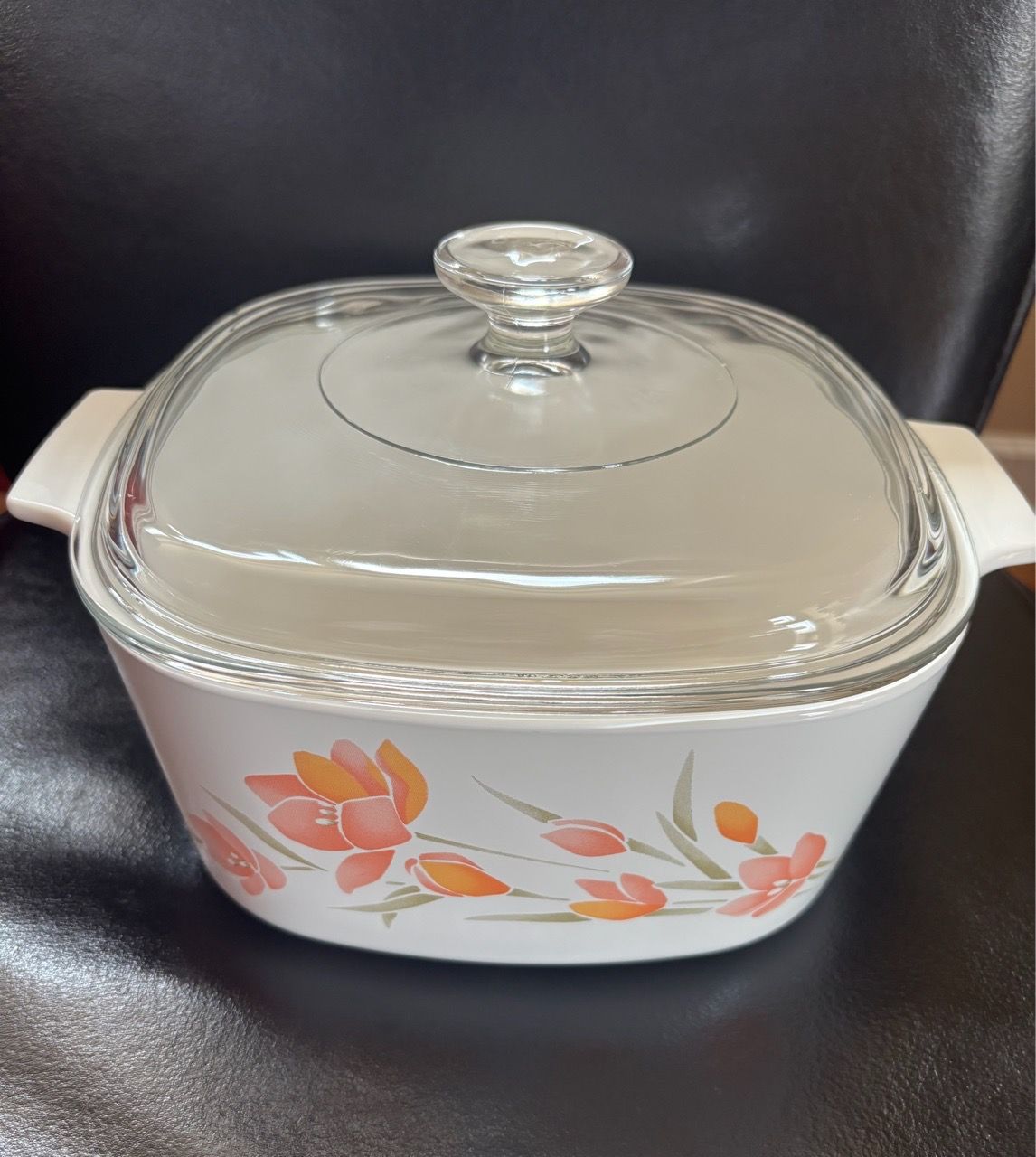 Vintage Corning Ware Peach Floral Casserole Dishes with Lids - photo 2