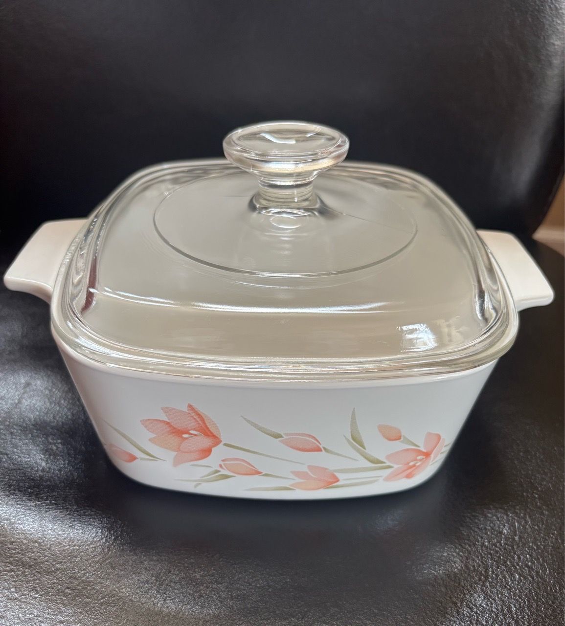 Vintage Corning Ware Peach Floral Casserole Dishes with Lids - photo 3