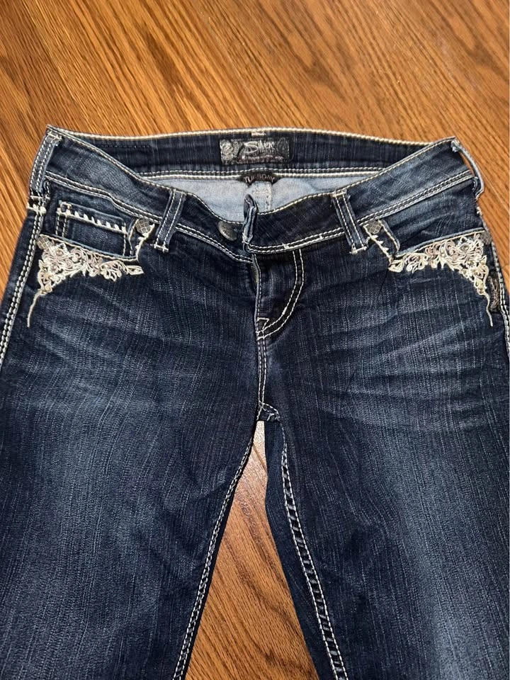 Y2K silver jeans flared - photo 5