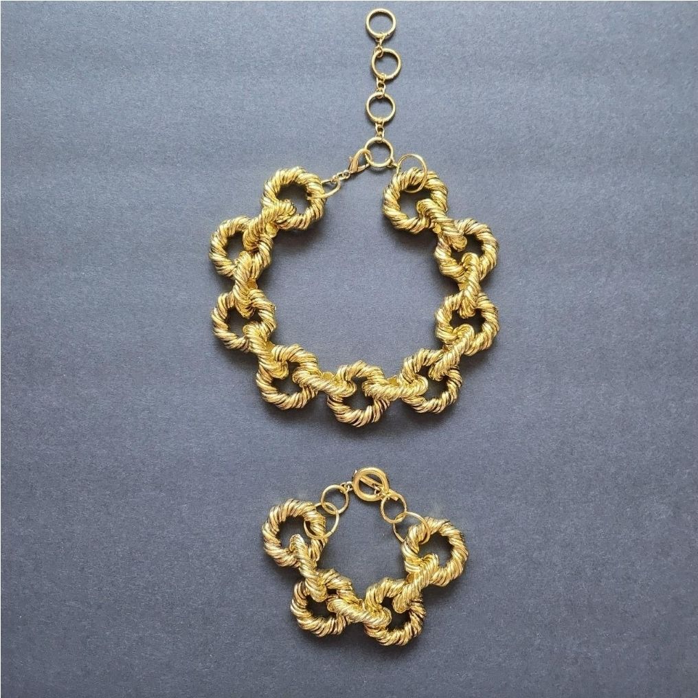 Gold Chunky Chain Necklace and Bracelet Set