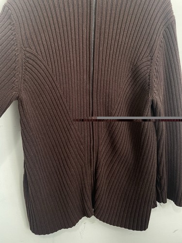 Vintage Cotton Ginny Plus Brown Ribbed Full Zip Sweater XL - photo 3