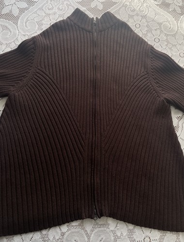 Vintage Cotton Ginny Plus Brown Ribbed Full Zip Sweater XL - photo 5