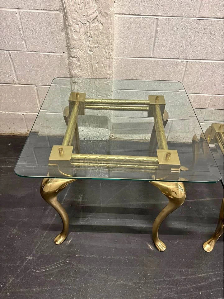 Glass Top, Gold Legs Coffee Table & End Tables
