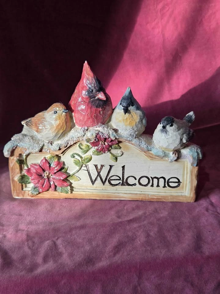 Vintage Winter Birds "Welcome" Decoration - photo 5