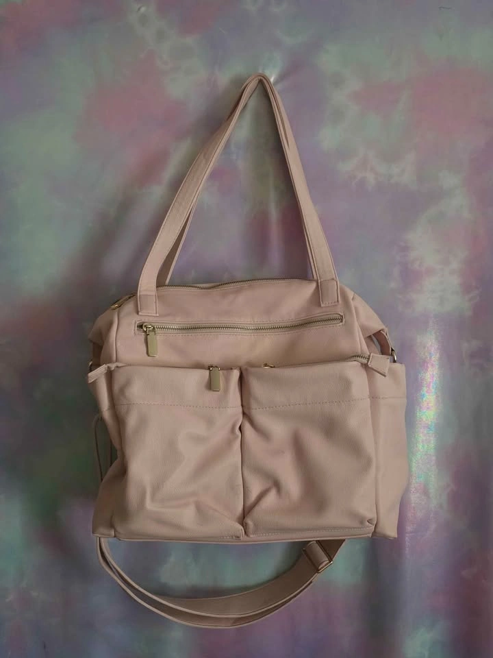 Pink Vegan Leather Large Diaper Bag Tote & Backpack - photo 4
