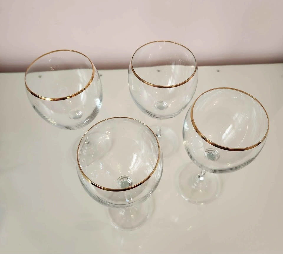 Vintage Gold-Rimmed Balloon Wine Glasses (set of 4) (brand new) - photo 2