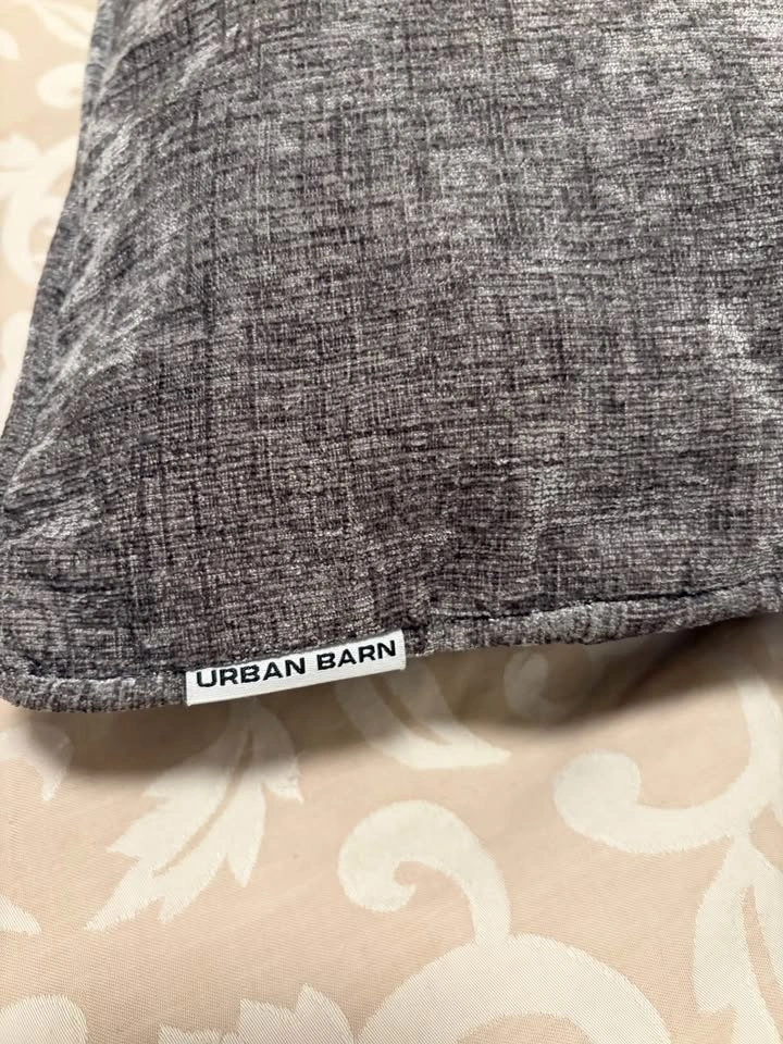 Two Urban Barn gray lumbar pillows, wool and chenille - photo 5