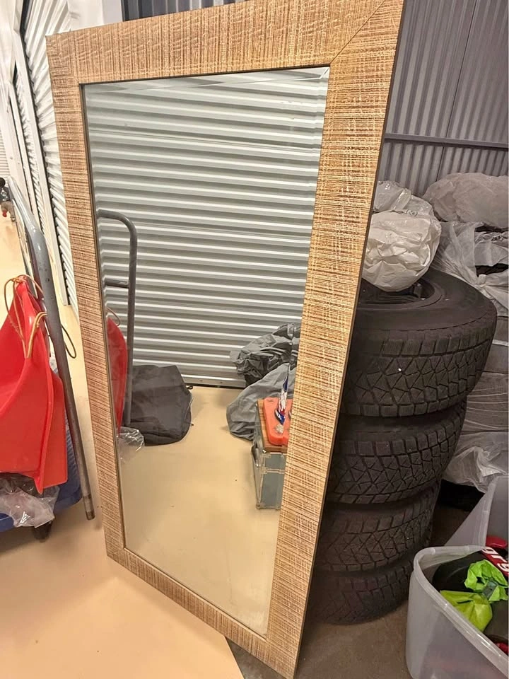 Large Textured Wood Frame Mirror