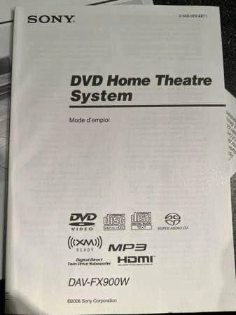 Sony DVD / CD Home Theatre System DAV-FX900W - photo 3
