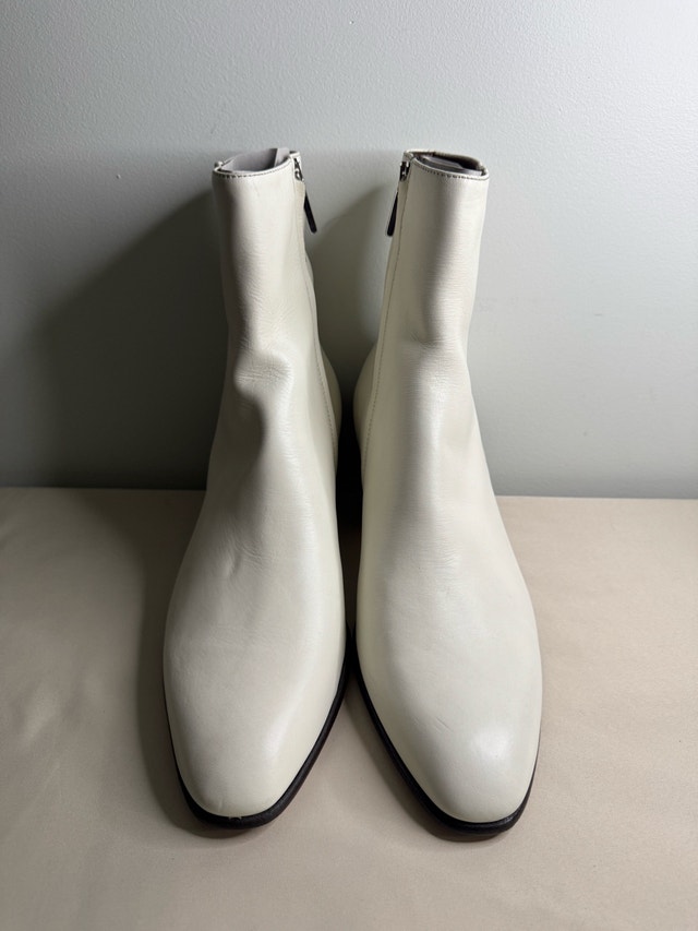 Alessandro Vasini Ivory Calfskin Ankle Boots Men's 9