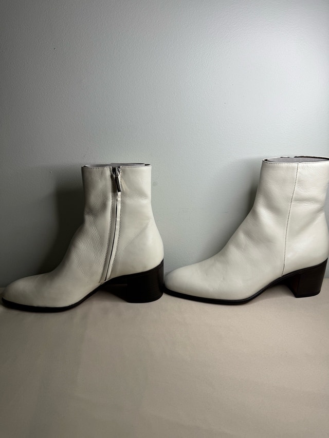 Alessandro Vasini Ivory Calfskin Ankle Boots Men's 9 - photo 2