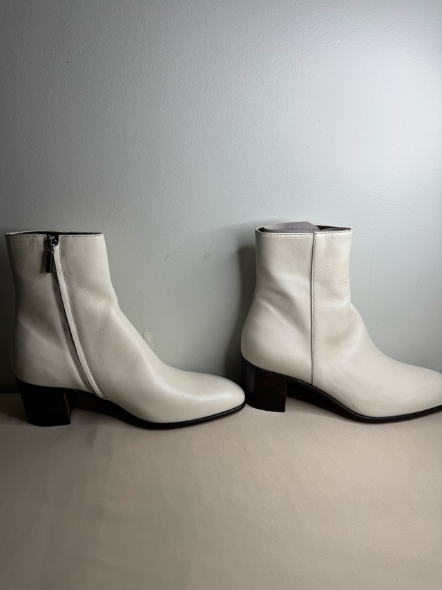 Alessandro Vasini Ivory Calfskin Ankle Boots Men's 9 - photo 4