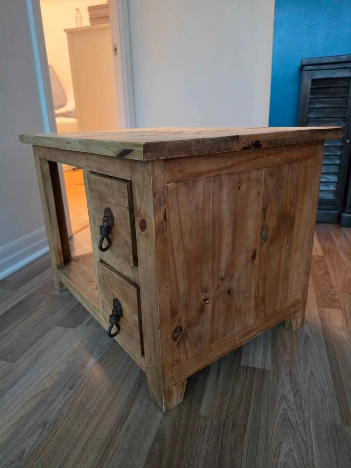 Rustic Solid Pine Side Table with 2 Drawers - photo 3