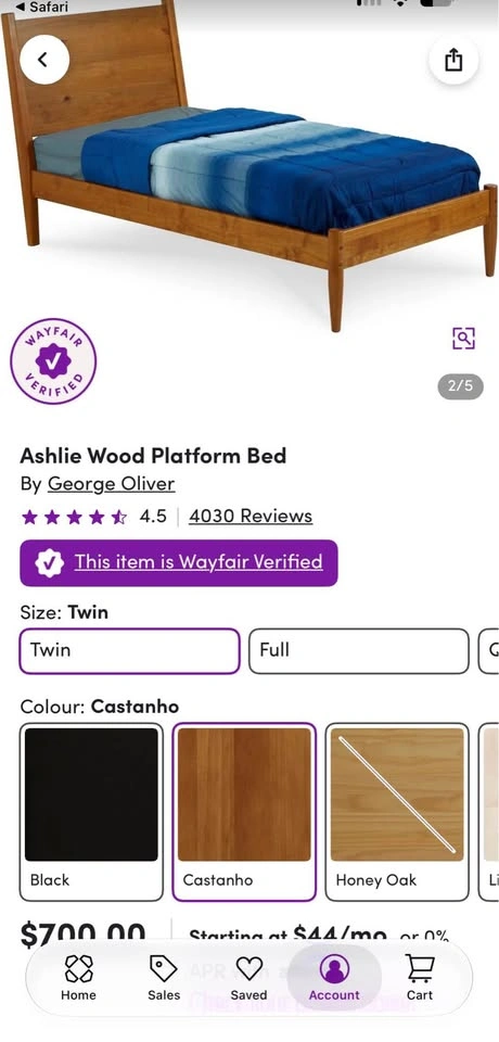 Midcentury Twin Bed Frame - photo 2