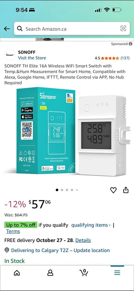 SONOFF TH Elite THR320D Smart Temperature and Humidity Switch