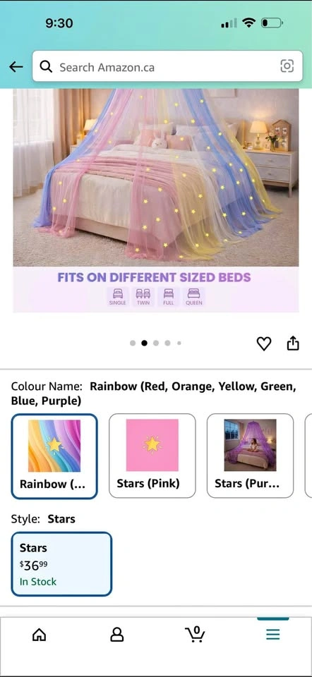 Rainbow Star Bed Canopy
