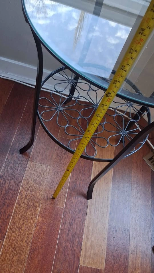 Elegant round Glass Top Metal Side Table - photo 4