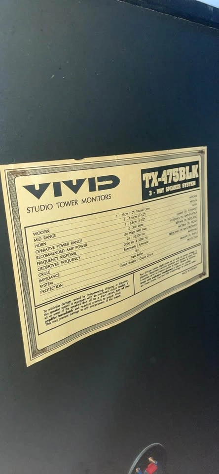 Vivid TX-475BLK Studio Tower Monitors 10’ speakers - photo 4