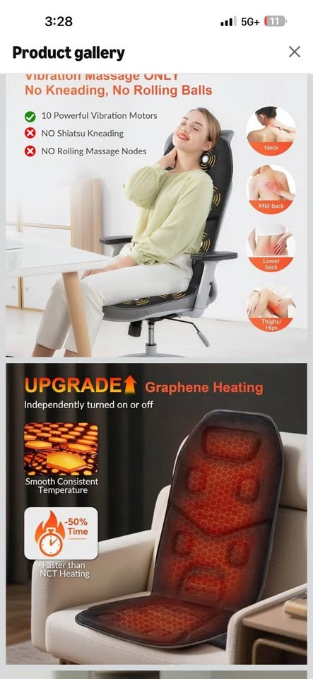 COMFIER 10 Motors Massage Cushion With Heat - photo 2