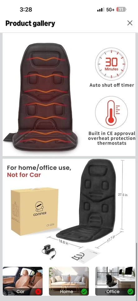COMFIER 10 Motors Massage Cushion With Heat - photo 4