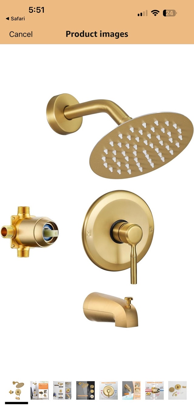 Tub Shower Faucet Set with 6-Inch Rain Shower Head