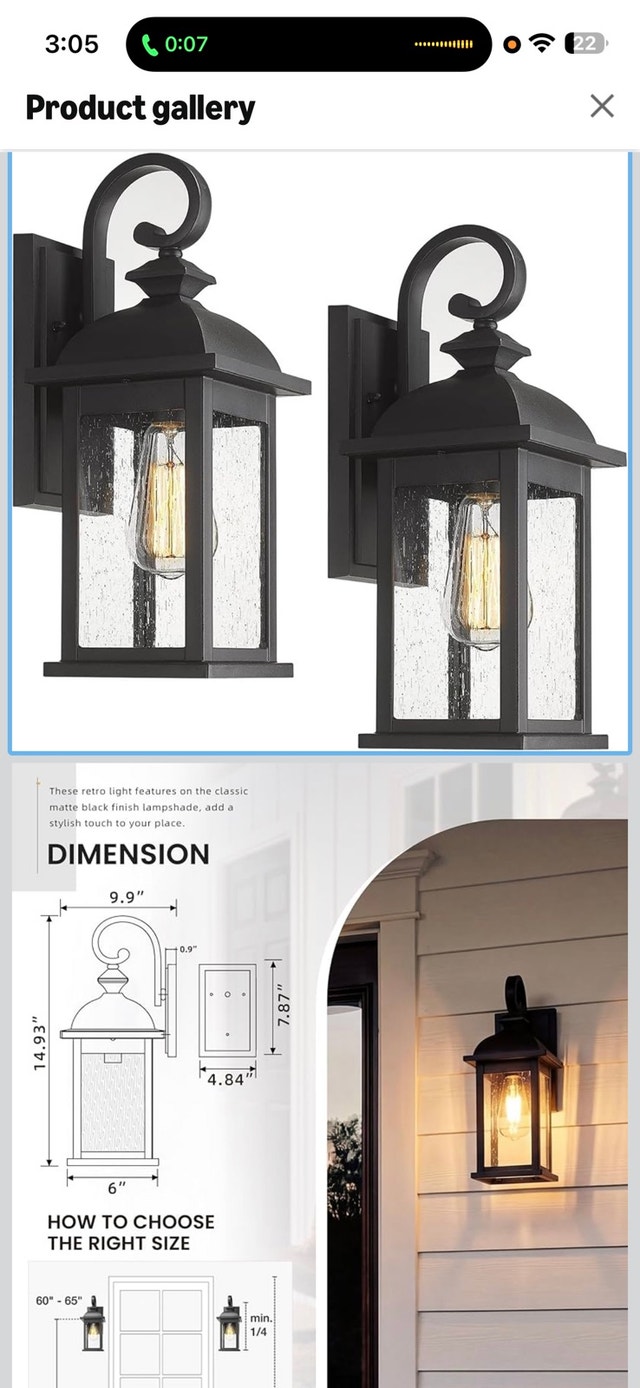 FEMILA Exterior Wall Sconce, 2 Packs Outdoor Waterproof Lights